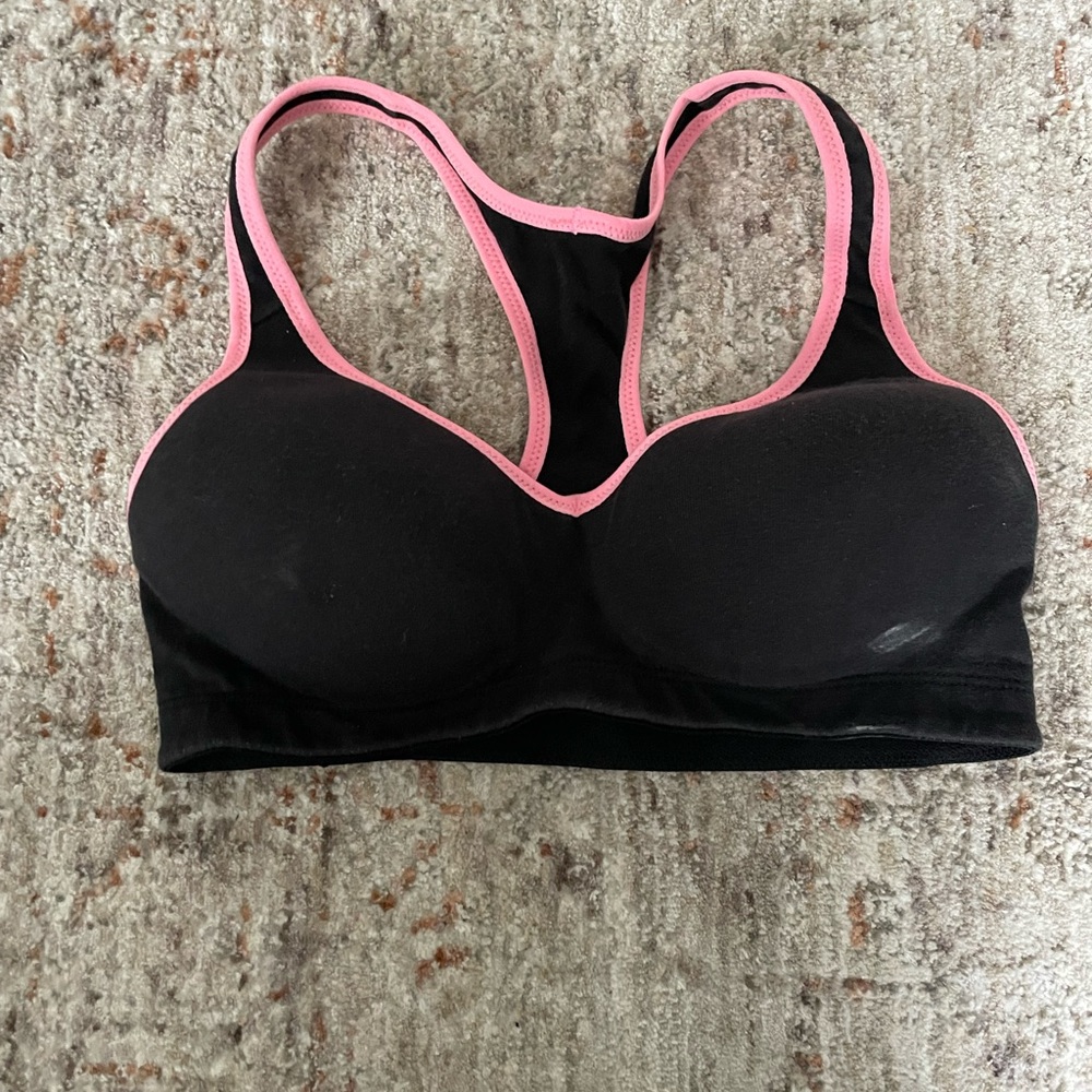 PINK Victoria's Secret Black and Pink Sports Bra
